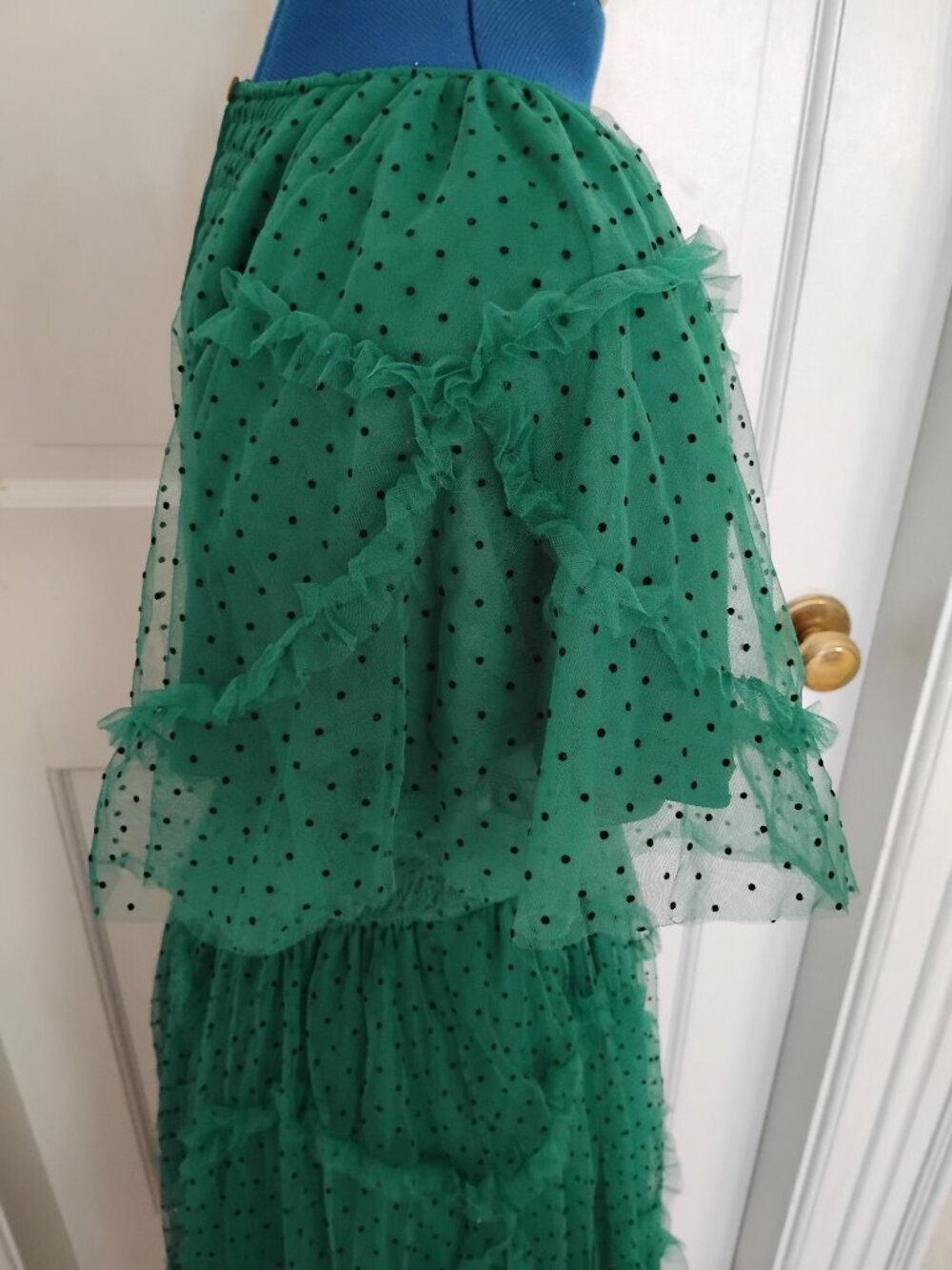 Pologram Green Smocked Swiss Dot Tulle Ruffle Dress - Picture 3 of 8